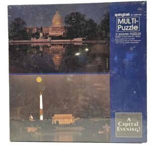 Springbok Multi-Puzzle “A Capital Evening” Washington DC 700+ Pieces NEW SEALED